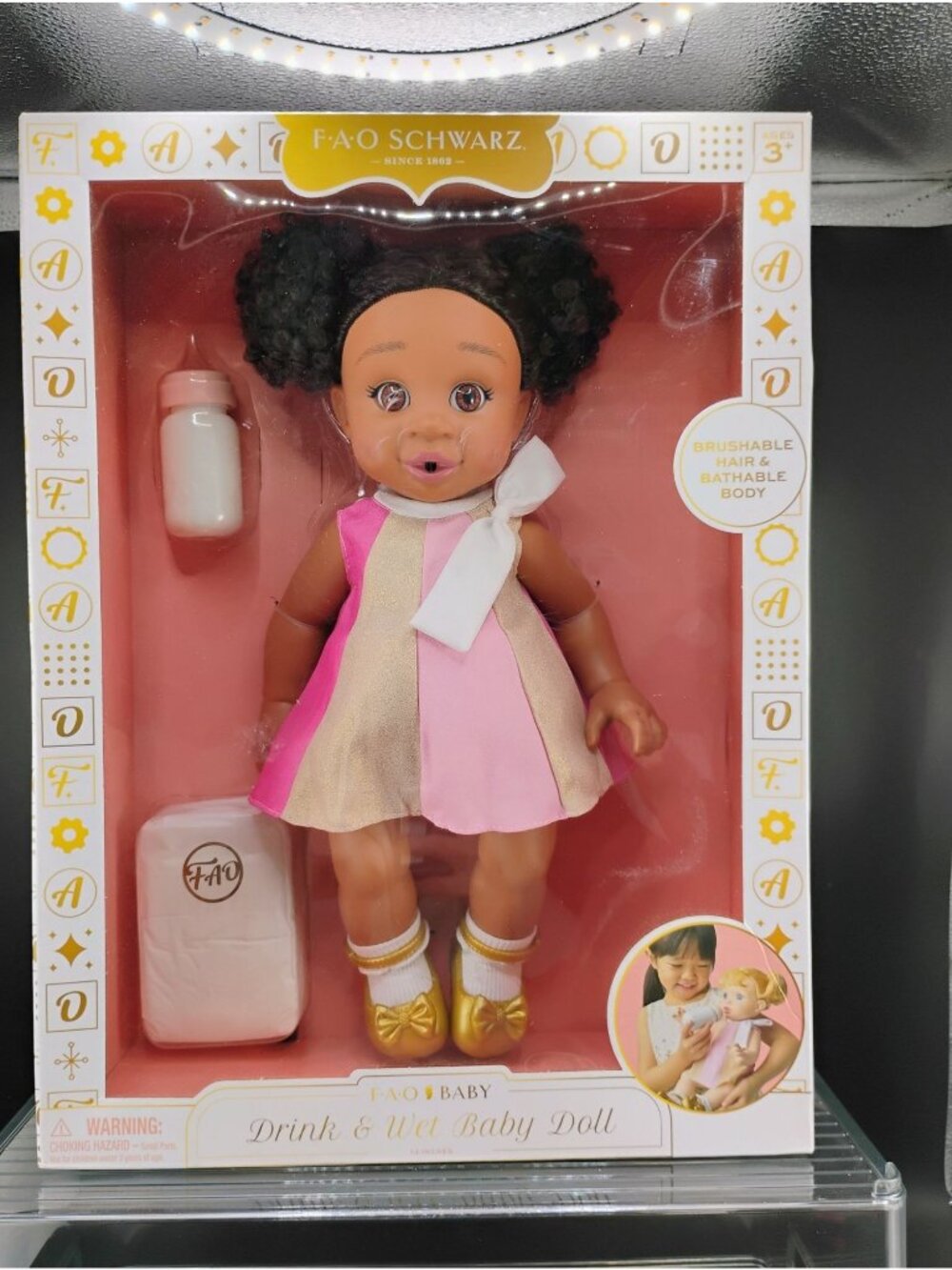 FAO Schwarz My FAO Baby Drink & Wet Baby Doll With Bottle & Diapers Set